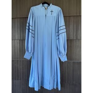 🔥VTG  Murphy Robe Made in USA Priest Clergy Pulpit Choir Blue Robe Zip Front